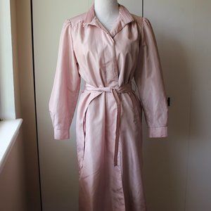 Vintage Dusty Pink Belted Trench Coat – 80s Style by Forecaster